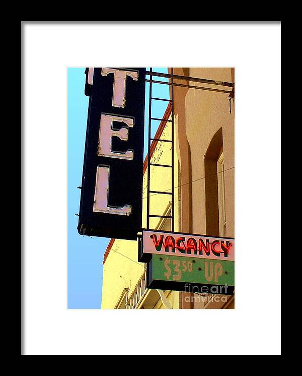 Hotel Framed Print featuring the digital art Vacancy by Valerie Reeves