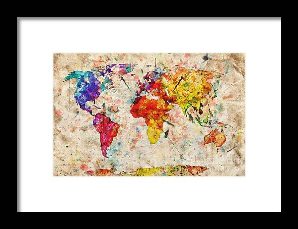 Map Framed Print featuring the photograph Vintage world map #2 by Michal Bednarek
