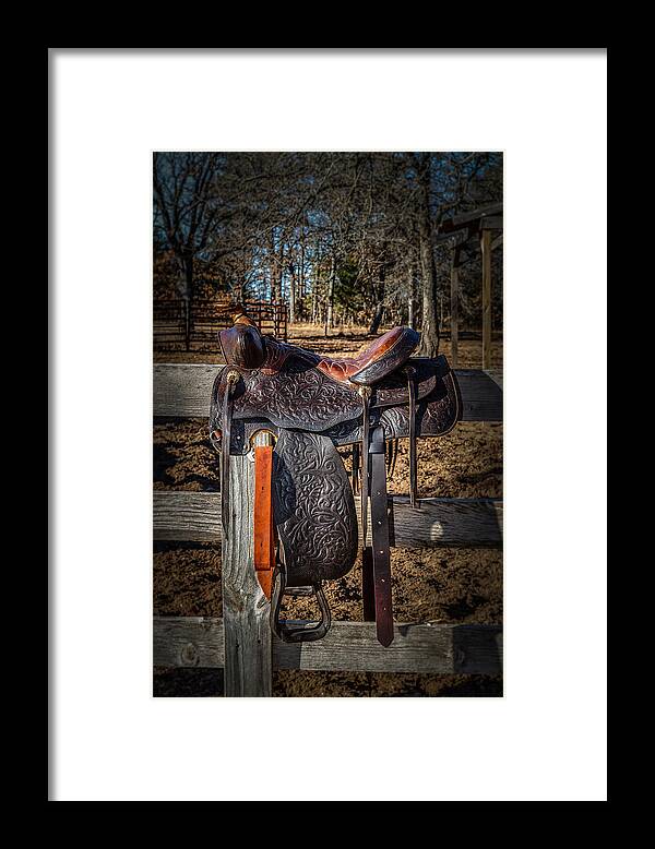 Horizontal Framed Print featuring the photograph Western Saddle #2 by Doug Long