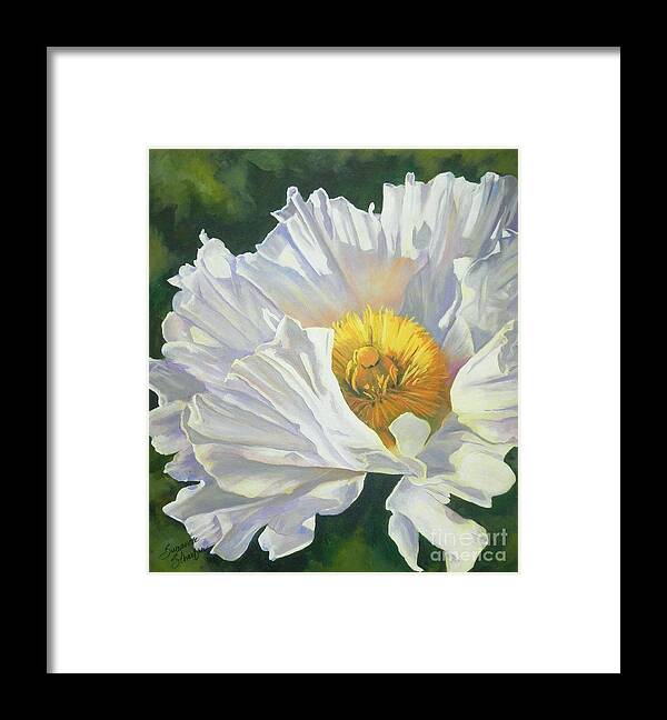 Poppy Framed Print featuring the painting White Poppy by Suzanne Schaefer