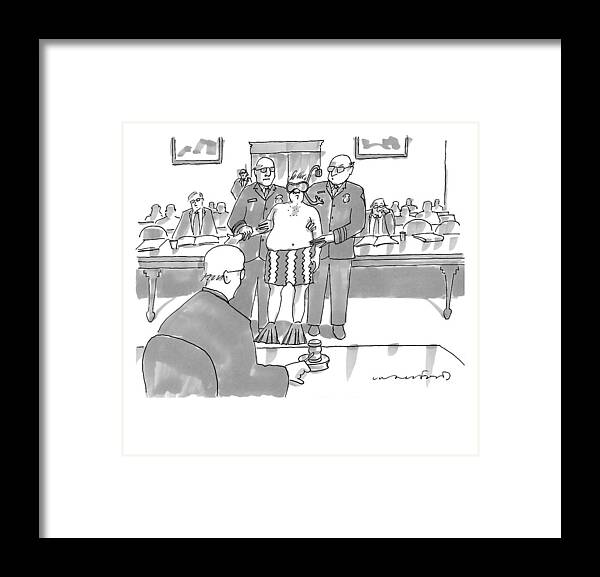 Courtroom Scenes Framed Print featuring the drawing New Yorker July 6th, 2009 by Michael Crawford
