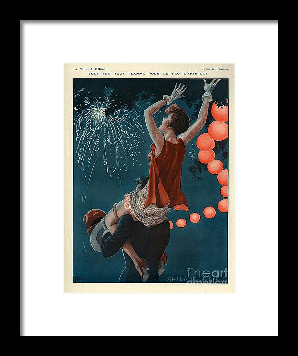 France Framed Print featuring the drawing 1920s France La Vie Parisienne Magazine #219 by The Advertising Archives