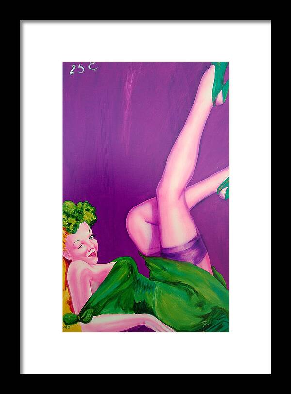 Pinup Art Framed Print featuring the painting 25 by Holly Picano