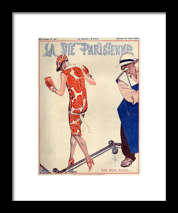 France Framed Print featuring the drawing 1920s France La Vie Parisienne Magazine #263 by The Advertising Archives