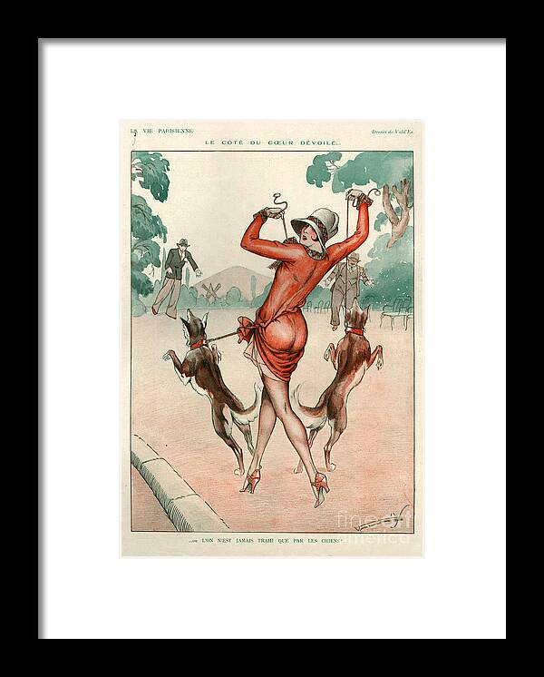 France Framed Print featuring the drawing 1920s France La Vie Parisienne Magazine #264 by The Advertising Archives