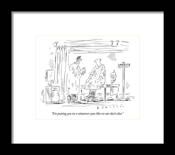 Medical Food Doctors Word Play Fitness

(doctor Talking To Patient.) 122048  Bsa Barbara Smaller Framed Print featuring the drawing I'm Putting by Barbara Smaller