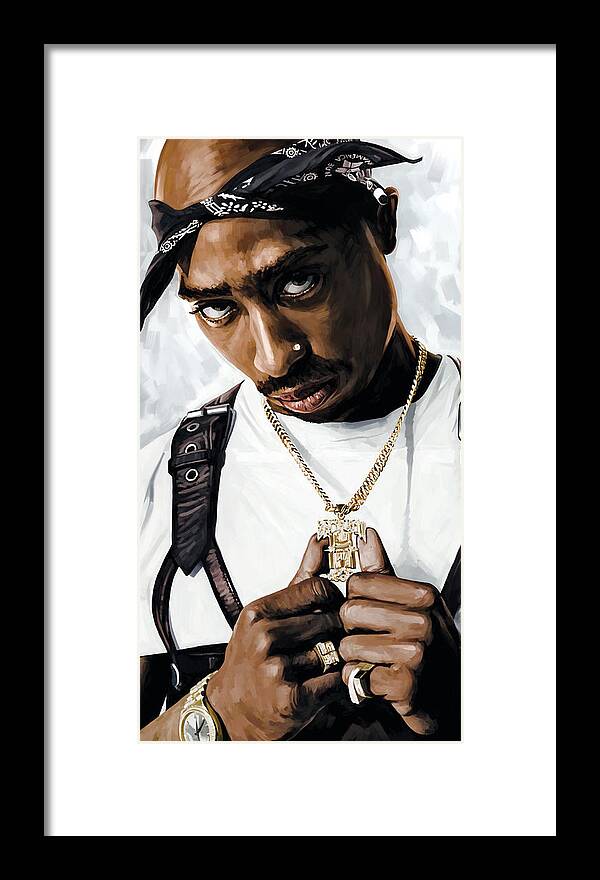 Tupac Shakur Paintings Framed Print featuring the painting 2Pac Tupac Shakur Artwork by Sheraz A
