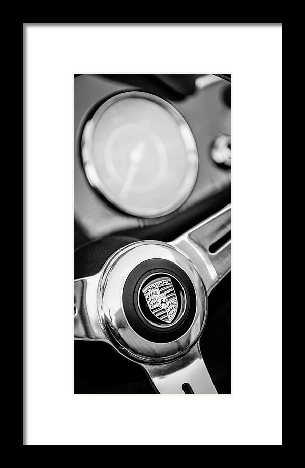 1960 Porsche 356b 1600 Roadster Steering Wheel Emblem Framed Print featuring the photograph 1960 Porsche 356B 1600 Roadster Steering Wheel Emblem #3 by Jill Reger
