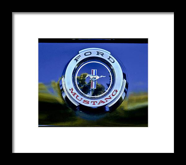 1965 Ford Mustang Framed Print featuring the photograph 1965 Shelby prototype Ford Mustang Emblem by Jill Reger