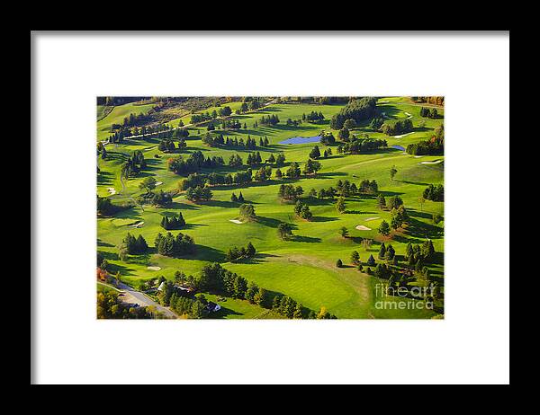 New England Framed Print featuring the photograph Aerial image of a golf course. #3 by Don Landwehrle