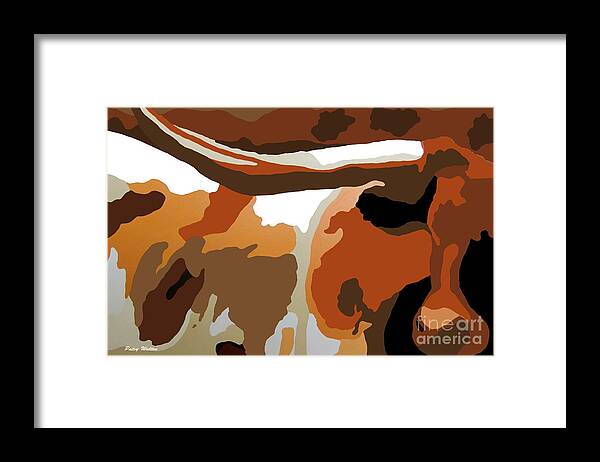 Abstract Longhorns Framed Print featuring the painting Bad Dude by Patsy Walton