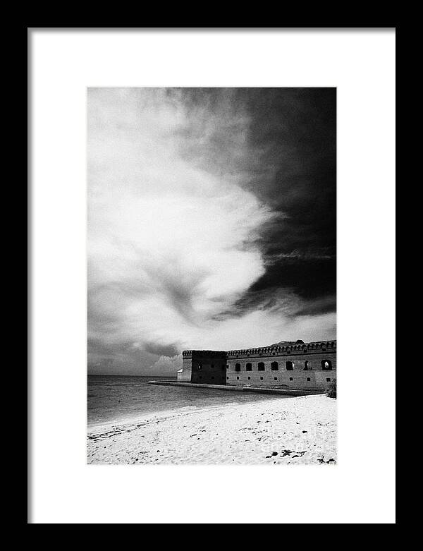 Fort Framed Print featuring the photograph Beach In Front Of Fort Jefferson Brick Walls With Moat Dry Tortugas National Park Florida Keys Usa #3 by Joe Fox