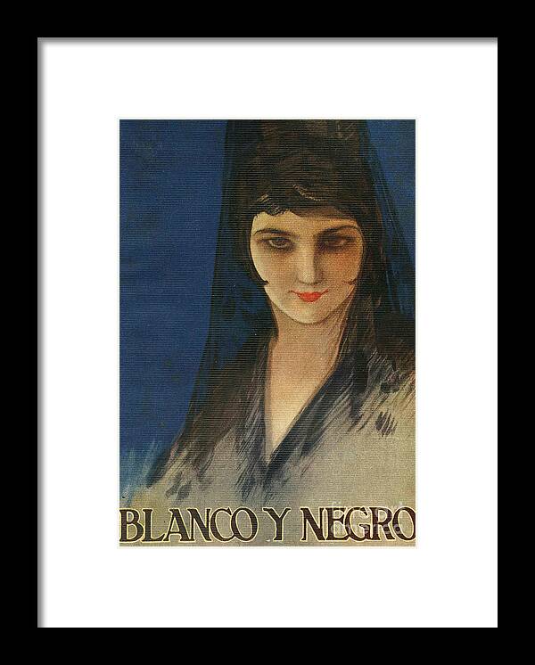 Covers Framed Print featuring the drawing Blanco Y Negro 1926 1920s Spain Cc #3 by The Advertising Archives