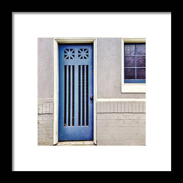 Blue Door Framed Print featuring the photograph Blue Door by Julie Gebhardt