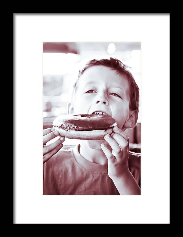 Arms Framed Print featuring the photograph Boy with donut #3 by Tom Gowanlock