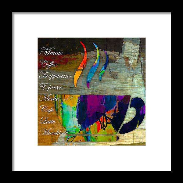 Espresso Paintings Framed Print featuring the mixed media Coffee House Menu #3 by Marvin Blaine