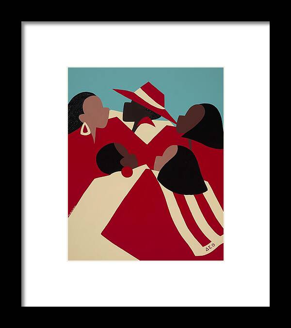 African American Framed Print featuring the painting Crimson and Cream by Synthia SAINT JAMES