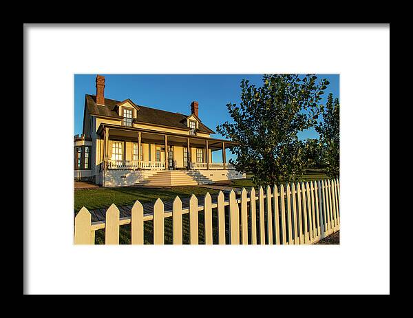 Chuck Haney Framed Print featuring the photograph Custer House At Fort Lincoln State Park #3 by Chuck Haney