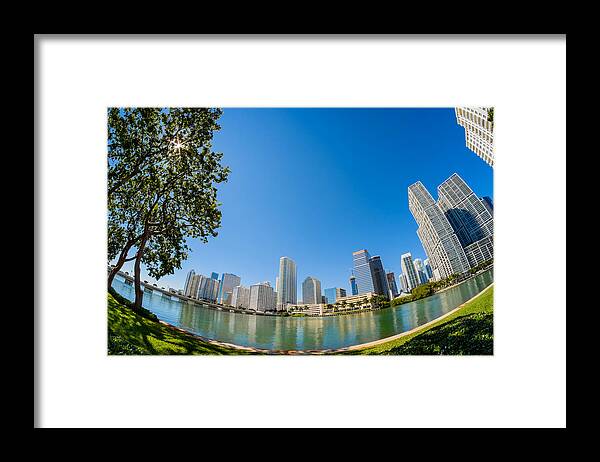 Architecture Framed Print featuring the photograph Downtown Miami Fisheye #3 by Raul Rodriguez