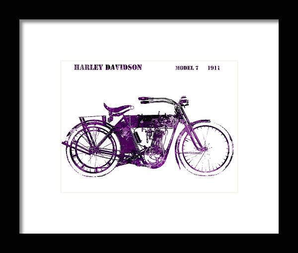 Harley Davidson Fine Art Print Framed Print featuring the digital art Harley Davidson Model 7 1911 #4 by Patricia Lintner
