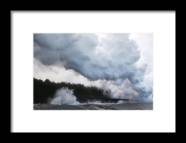 Social Issues Framed Print featuring the photograph Hawaiis Kilauea Volcano Erupts Forcing #3 by Mario Tama