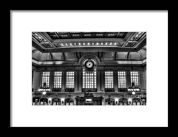 B&w Framed Print featuring the photograph Hoboken Terminal BW by Anthony Sacco
