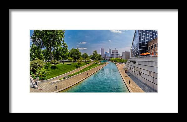 Indiana Framed Print featuring the photograph Indianapolis Skyline from the Canal by Ron Pate