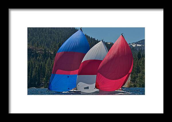 Lake Tahoe Framed Print featuring the photograph Lake Tahoe Spinnakers #3 by Steven Lapkin