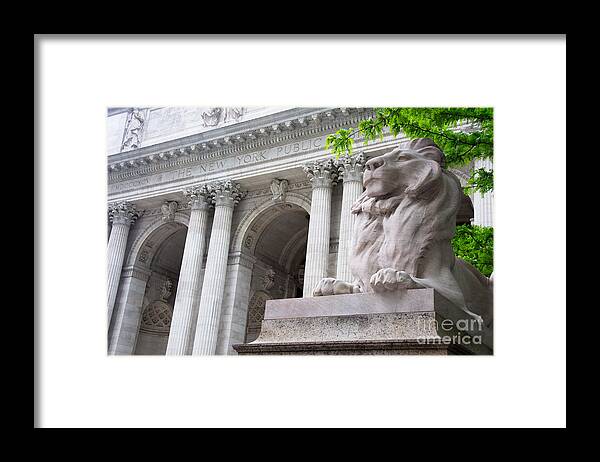 Architecture Framed Print featuring the photograph Lion New York Public Library #3 by Amy Cicconi