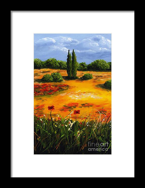 Landscape Framed Print featuring the painting Mediterranean Landscape #2 by Edit Voros