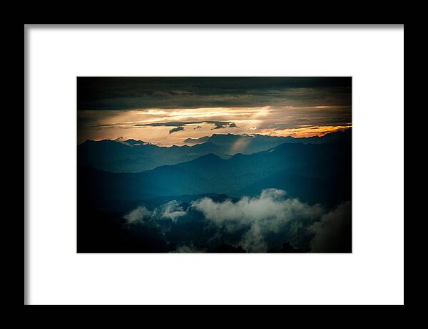 Gosaikunda Framed Print featuring the photograph Panaramic sunset Himalayas mountain Nepal #3 by Raimond Klavins