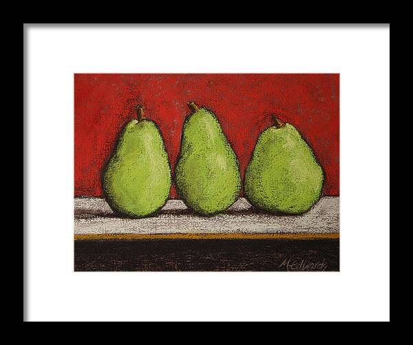 Pears Framed Print featuring the pastel 3 Pears by Marna Edwards Flavell