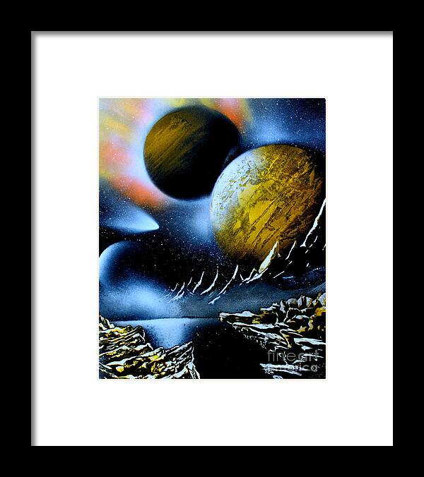 Art Framed Print featuring the painting 3 Planets 4683 E by Greg Moores