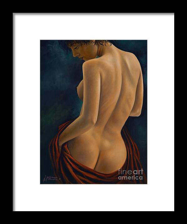 Red-silk Framed Print featuring the painting Red Silk by Ricardo Chavez-Mendez