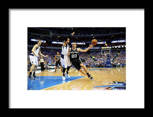 Playoffs Framed Print featuring the photograph San Antonio Spurs V Dallas Mavericks - #3 by Ronald Martinez