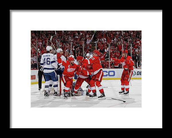 Playoffs Framed Print featuring the photograph Tampa Bay Lightning V Detroit Red Wings #3 by Gregory Shamus