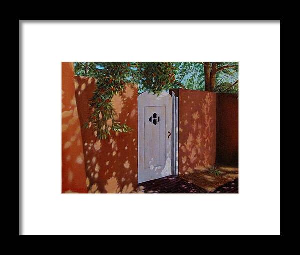 Realism Framed Print featuring the painting The Garden Gate #3 by Gene Gregory