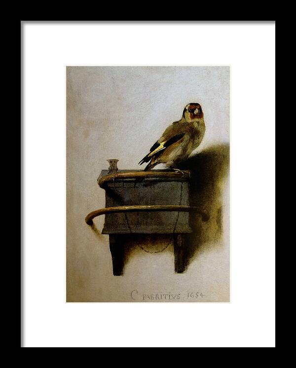 Carel Fabritius Framed Print featuring the painting The Goldfinch #4 by Celestial Images