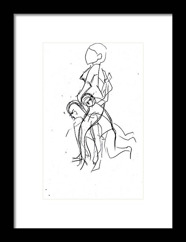 Figure Drawing Framed Print featuring the drawing 3 Thoughts by John Gholson