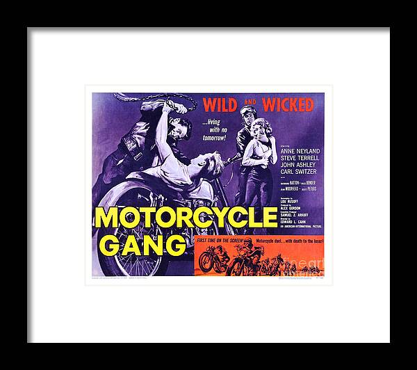 Vintage Framed Print featuring the photograph Vintage Motorcycle Movie Posters by Action