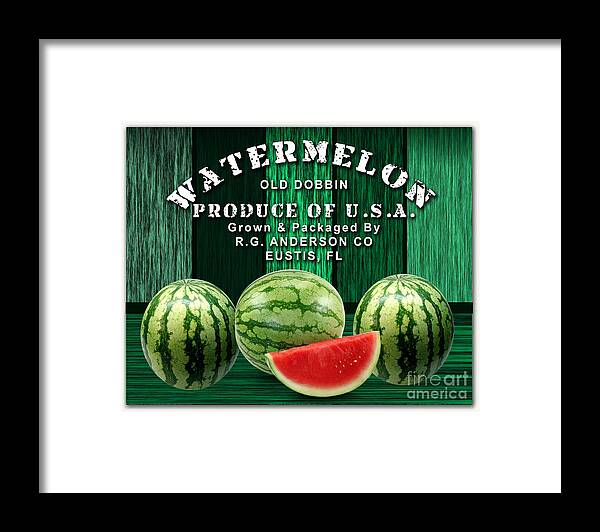 Watermelon Mixed Media Mixed Media Framed Print featuring the mixed media Watermelon Farm #3 by Marvin Blaine