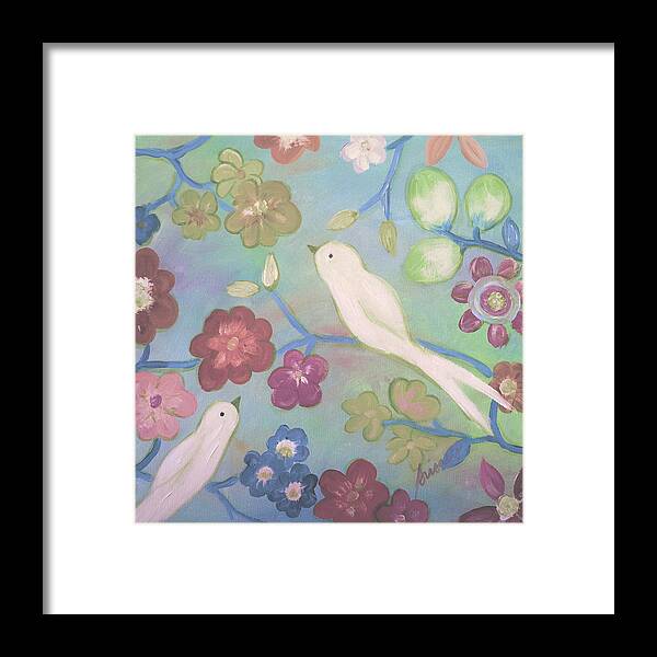 White Doves Framed Print featuring the painting White Doves #4 by Pristine Cartera Turkus