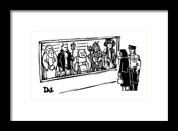 Captionless Framed Print featuring the drawing New Yorker June 2nd, 2008 by Drew Dernavich