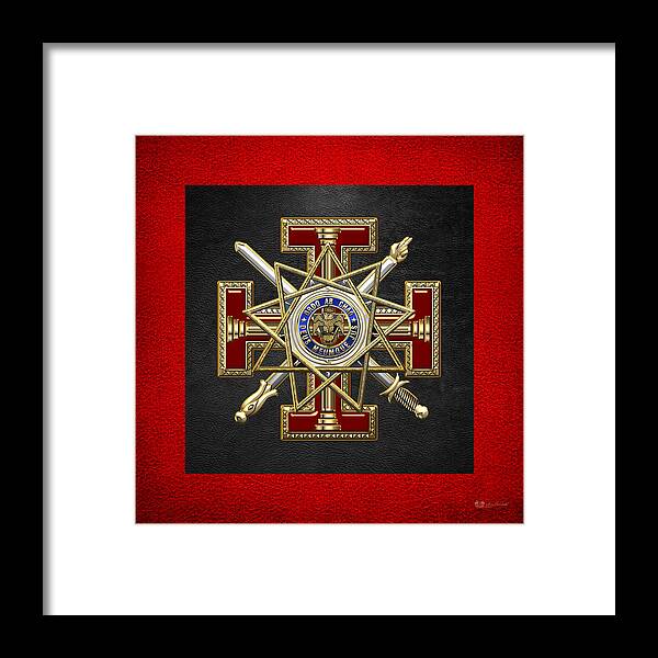 'ancient Brotherhoods' Collection By Serge Averbukh Framed Print featuring the digital art 33rd Degree Mason - Inspector General Masonic Jewel by Serge Averbukh