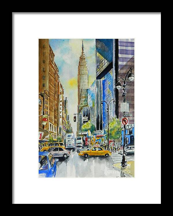 Cityscape Framed Print featuring the painting 34th St. and 8th Ave by William Reed