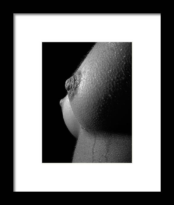 Nude Framed Print featuring the photograph 3620 Breasts Wet with Sweat by Chris Maher