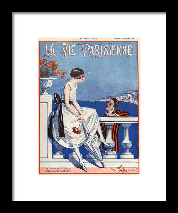 France Framed Print featuring the drawing 1920s France La Vie Parisienne Magazine #363 by The Advertising Archives