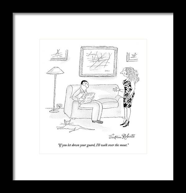 Relationships Framed Print featuring the drawing If You Let Down Your Guard by Victoria Roberts