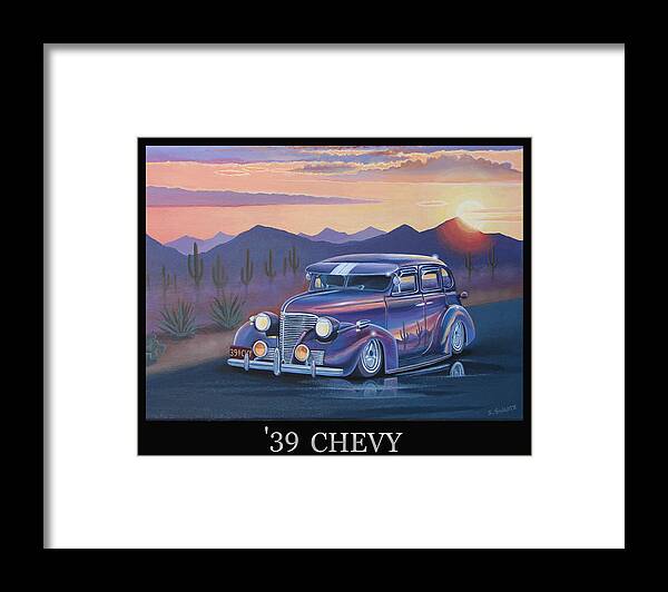 Automotive Framed Print featuring the painting '39 Chevy #39 by Stuart Swartz