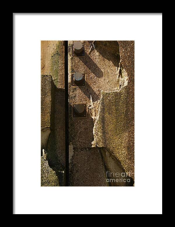 Concrete Framed Print featuring the photograph 3Peg Abstract I by Sherry Davis